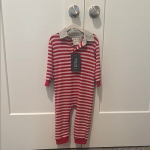 Red and Gray Striped Kids One Piece